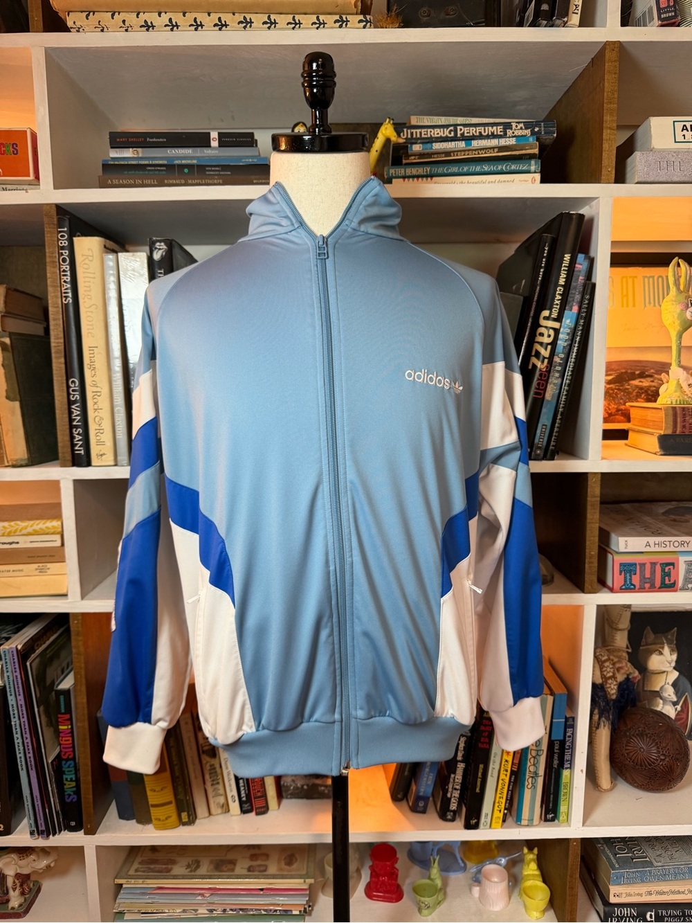 adidas Light Blue White and Royal Blue Track Jacket